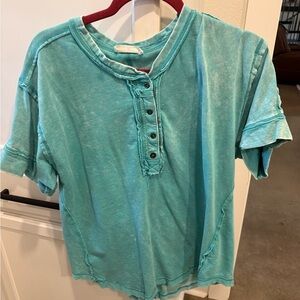 Zenana Outfitters Turquoise Short Sleeve Top